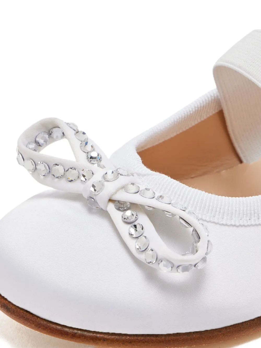 Andrea Wazen crystal-bow ballerinas White