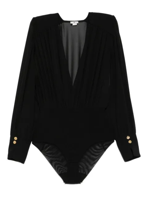 Elisabetta Franchi pleated-panel button-cuff bodysuit