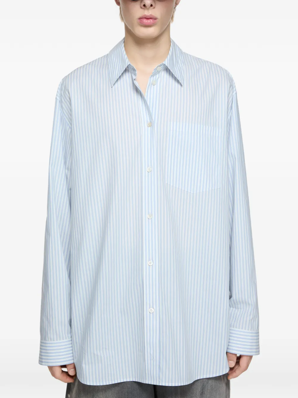 Acne Studios Striped-pattern Pocket Shirt In Pink