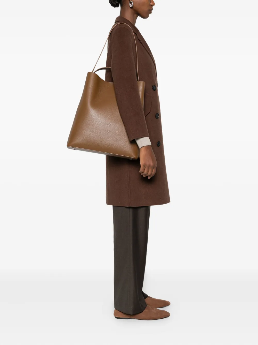 Aesther Ekme Leren shopper - Bruin