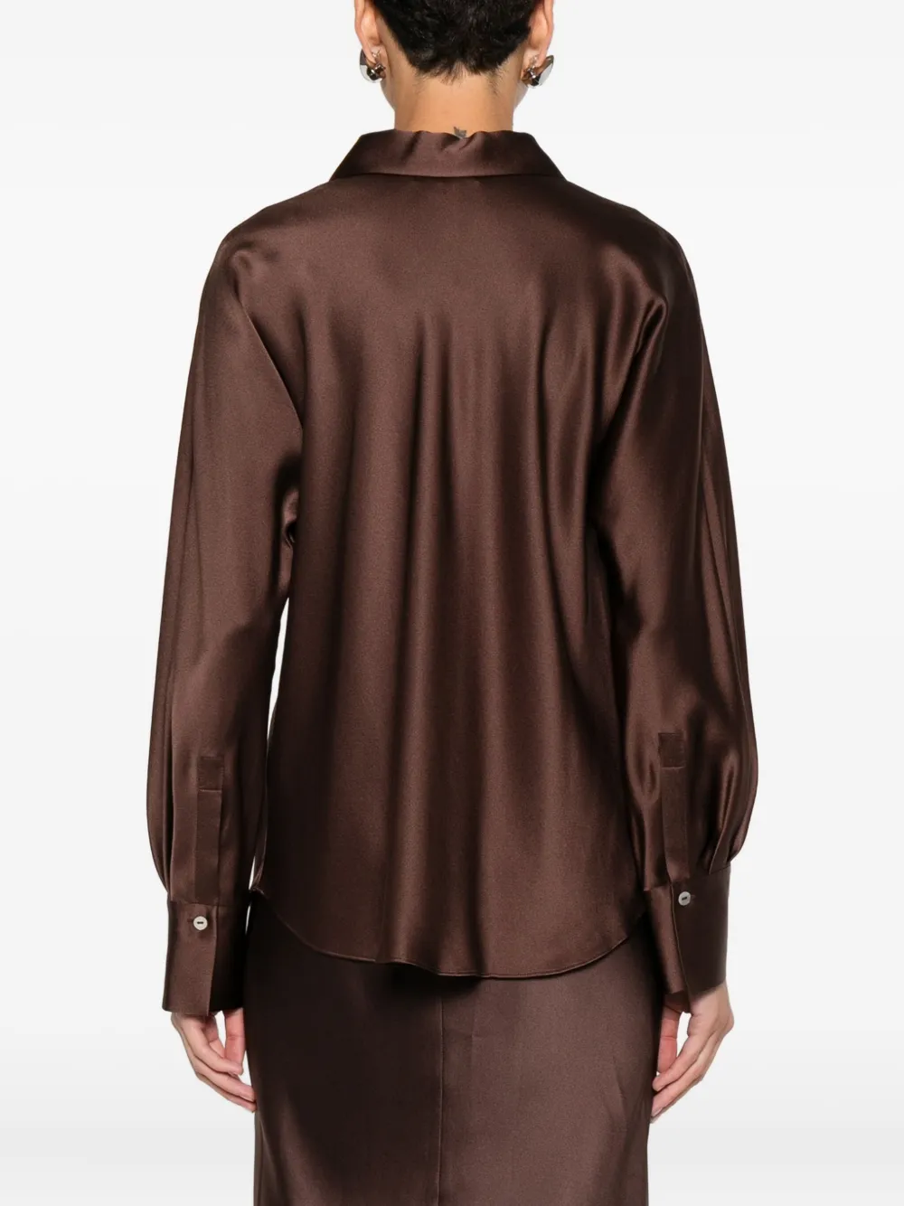 Vince Silk Button-up Shirt In Brown