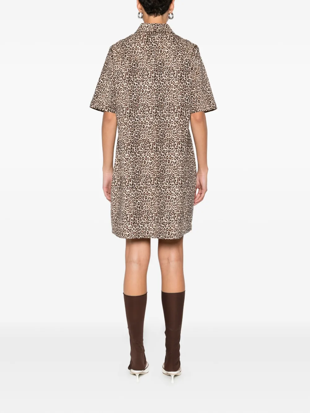 Liu •jo Leopard-print Button-front Dress In Neutral