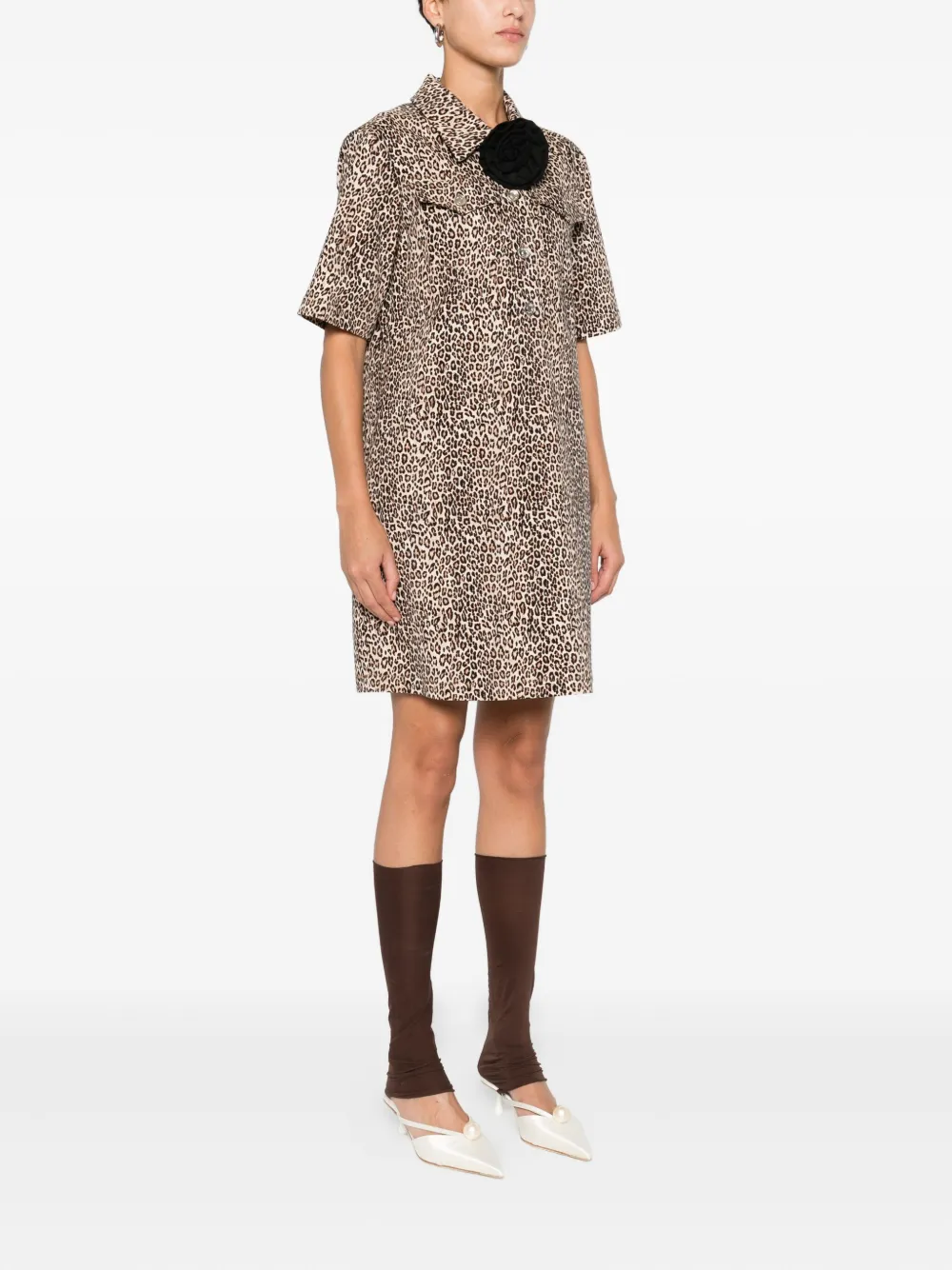 Liu •jo Leopard-print Button-front Dress In Neutral