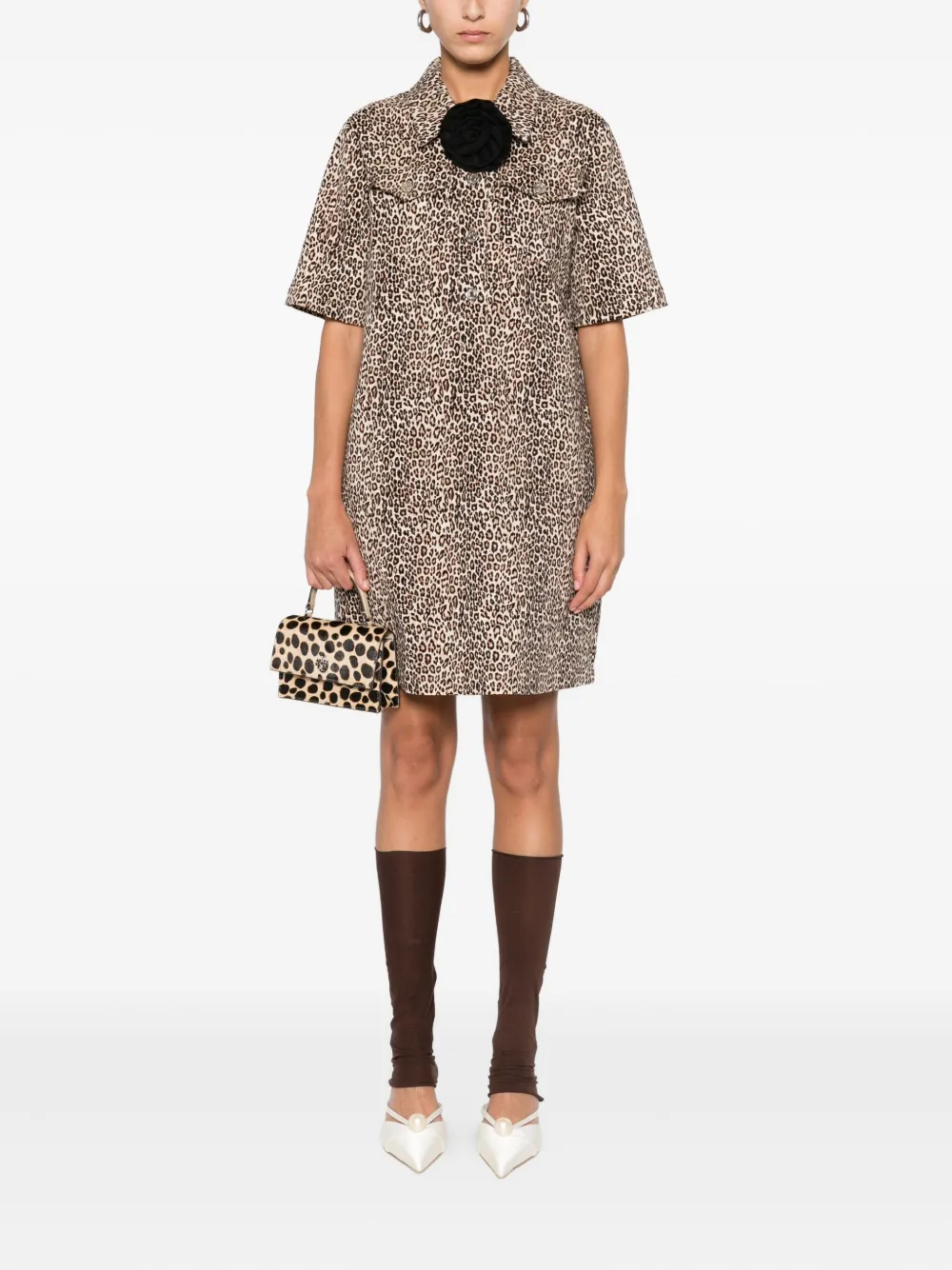 LIU JO leopard-print button-front dress - Beige