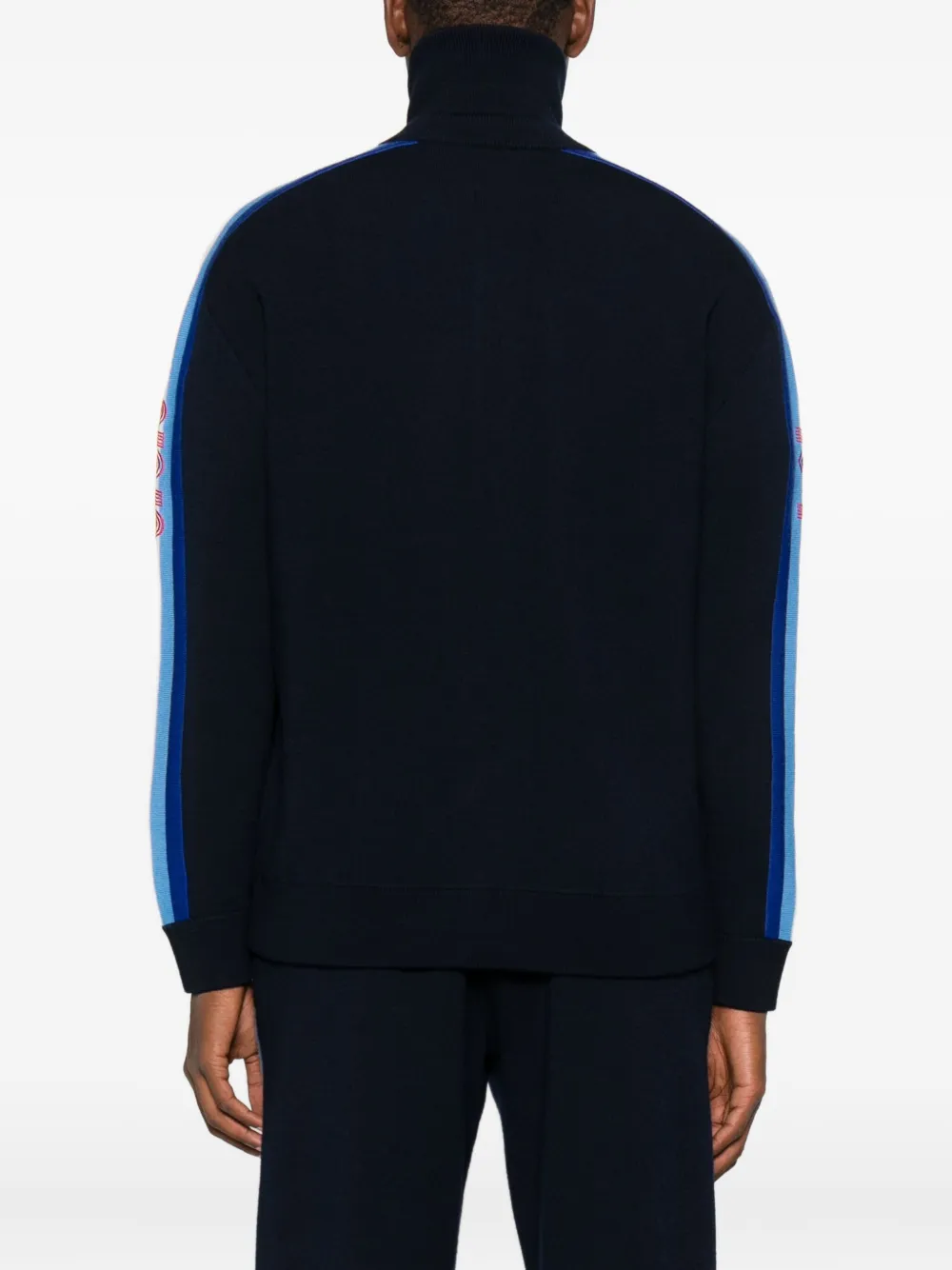 Drôle De Monsieur Striped Zip-up Sweater In Blue