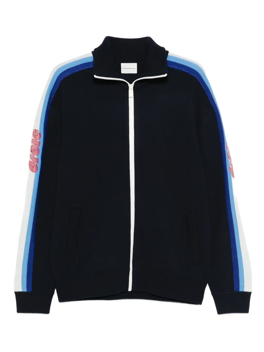 Drôle De Monsieur striped zip-up sweater | Blue | Image 1