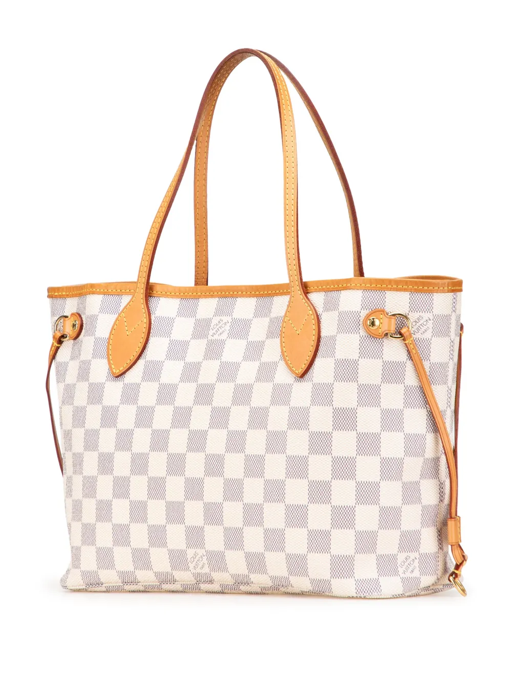 Pre-owned Louis Vuitton 2014 Damier Azur Neverfull Pm Tote Bag In White