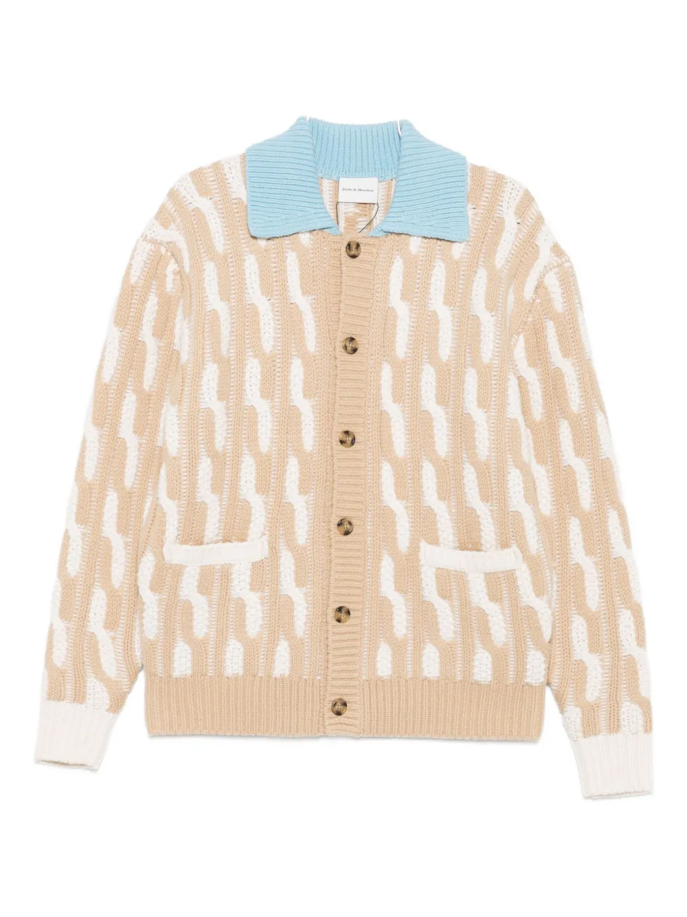 Drôle De Monsieur Le cardigan torsades bicolore | Neutrals | Image 1