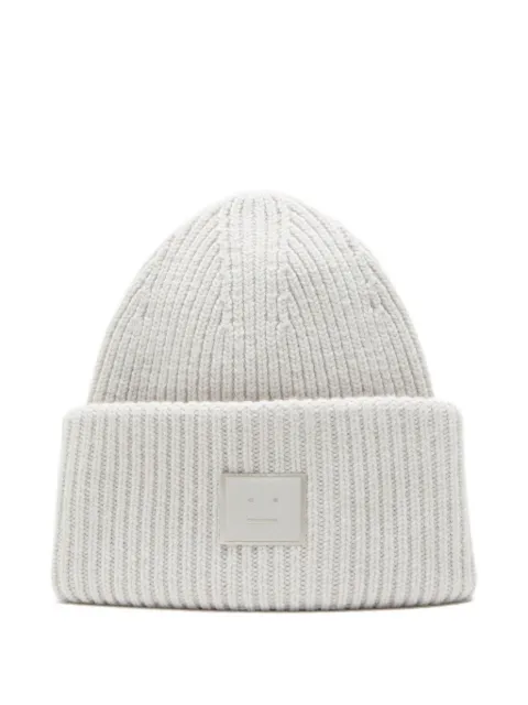 Acne Studios ribbed face-patch beanie hat