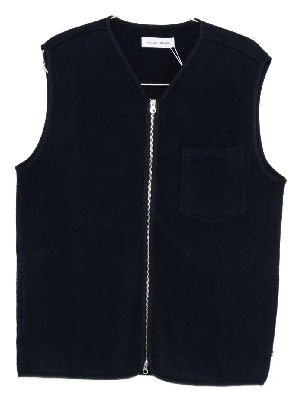 Samsoe & Samsoe Sahannes Zip-front Pocket Vest In Black