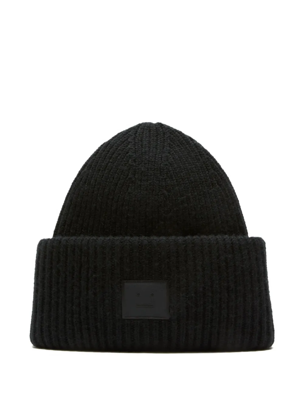 Acne Studios Ribbed Face-patch Beanie Hat In Black