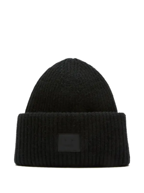 Acne Studios ribbed face-patch beanie hat