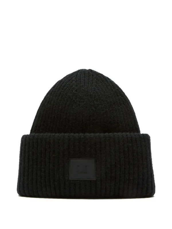 Acne Studios フェイスパッチ ビーニー | ブラック | FARFETCH JP