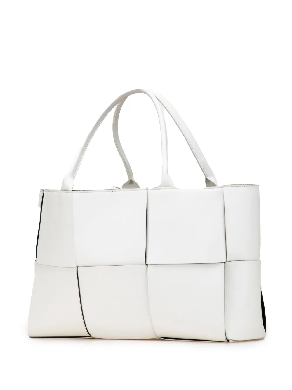 Pre-owned Bottega Veneta 2012-2025 Medium Nappa Maxi Intrecciato Arco Tote Bag In White