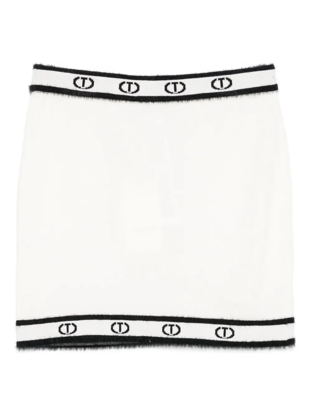 Twinset Logo-band Knitted Skirt In White