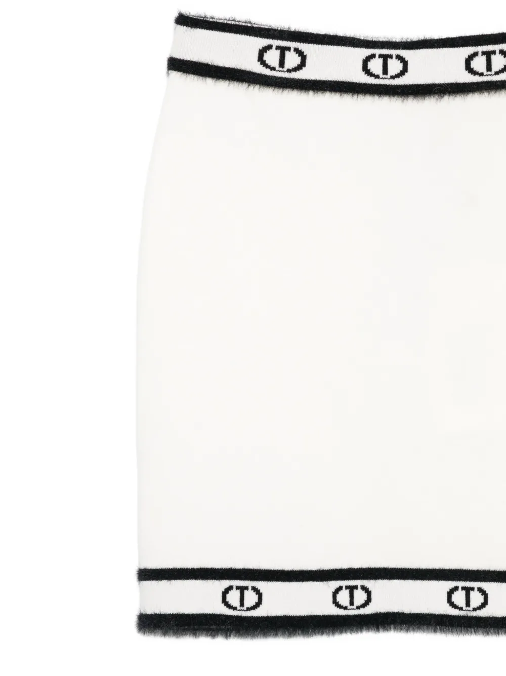 Twinset Logo-band Knitted Skirt In White