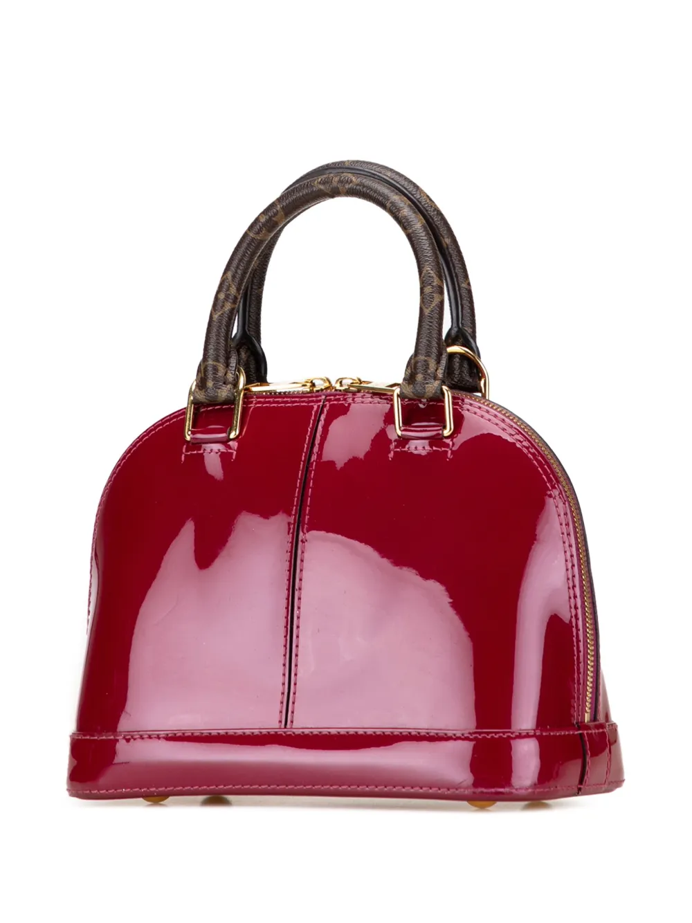 Pre-owned Louis Vuitton 2018 Vernis Miroir Alma Bb Satchel In Purple