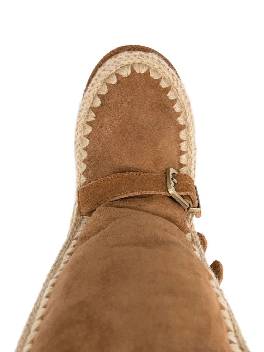 Mou crochet-trimmed buckle boots Brown