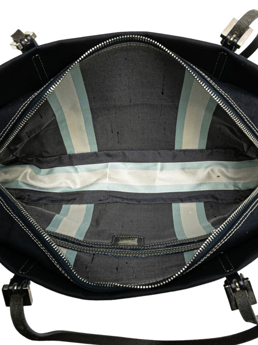 Pre-owned Fendi 2000-2010 Canvas Ff Marble Shoulder Bag In Blue
