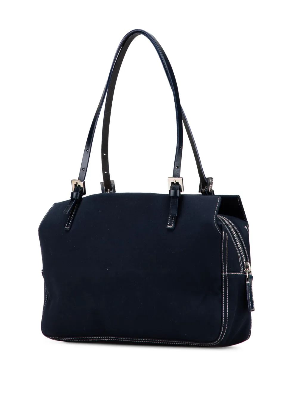 Pre-owned Fendi 2000-2010 Canvas Ff Marble Shoulder Bag In Blue
