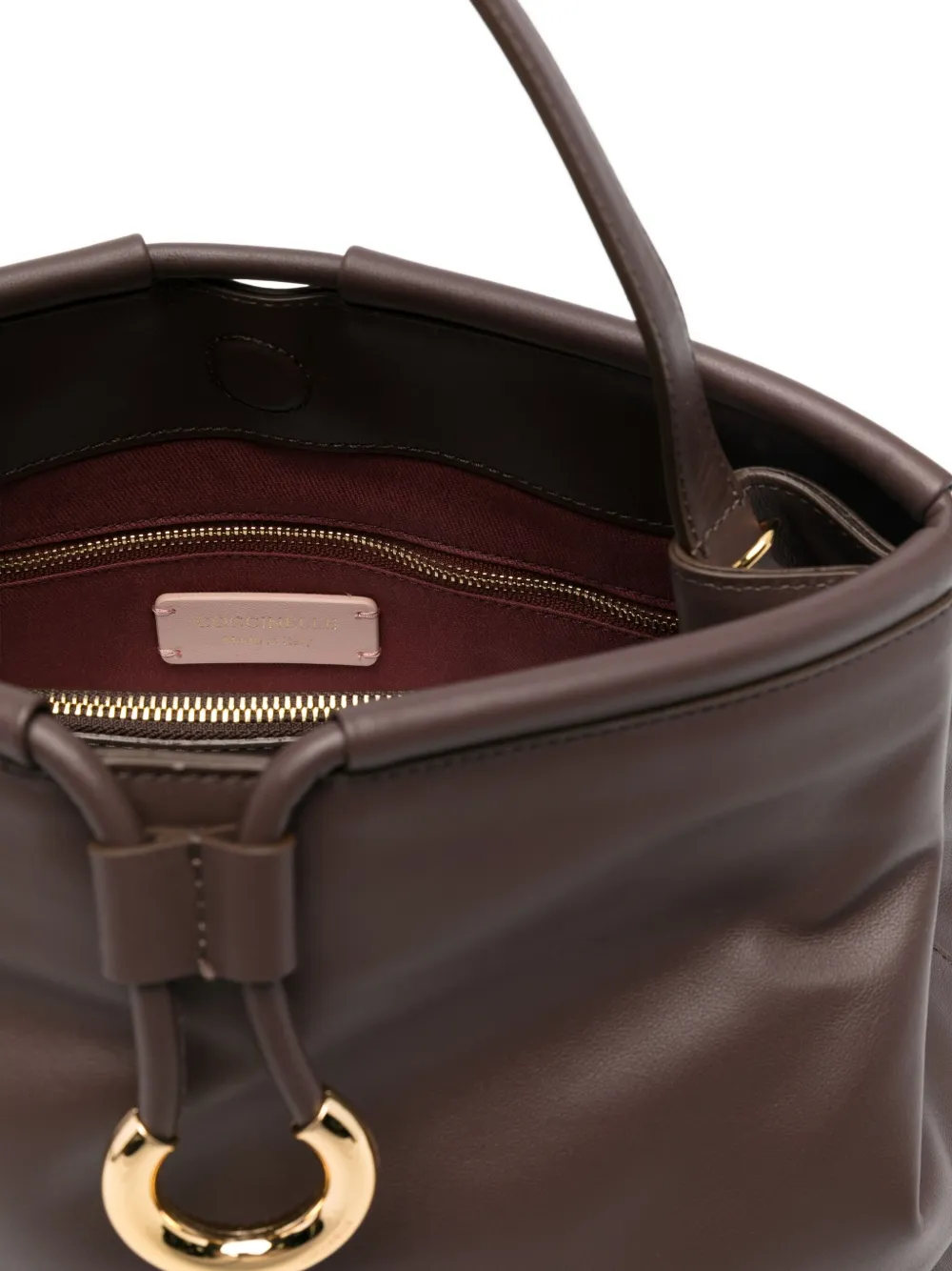 Coccinelle Ring-detail Top-handle Shoulder Bag In Brown