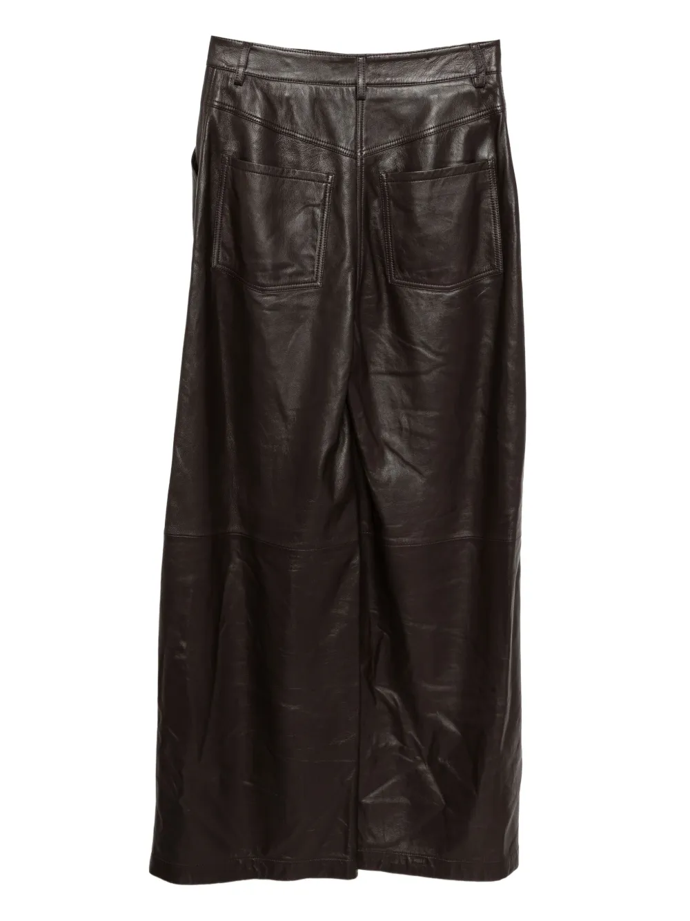 Yves Salomon lamb leather straight-leg trousers – Brown