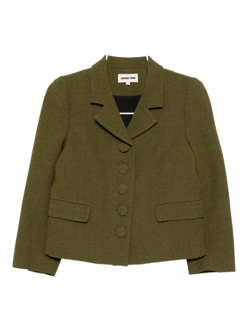 Shushu-tong Button-down Lapel Jacket In Green