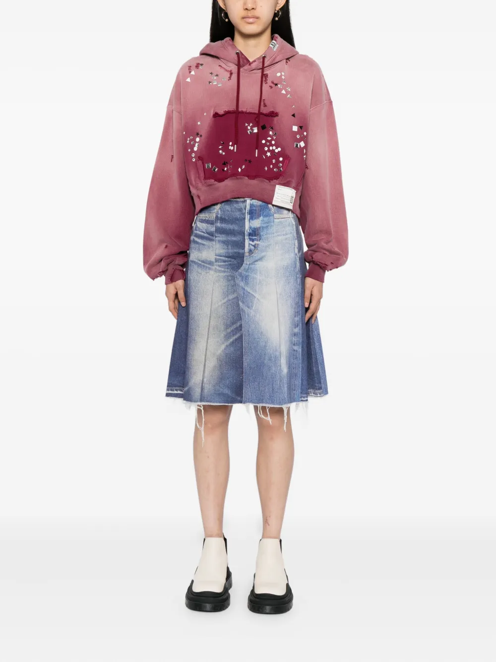 Maison MIHARA YASUHIRO Verfraaide hoodie - Rood