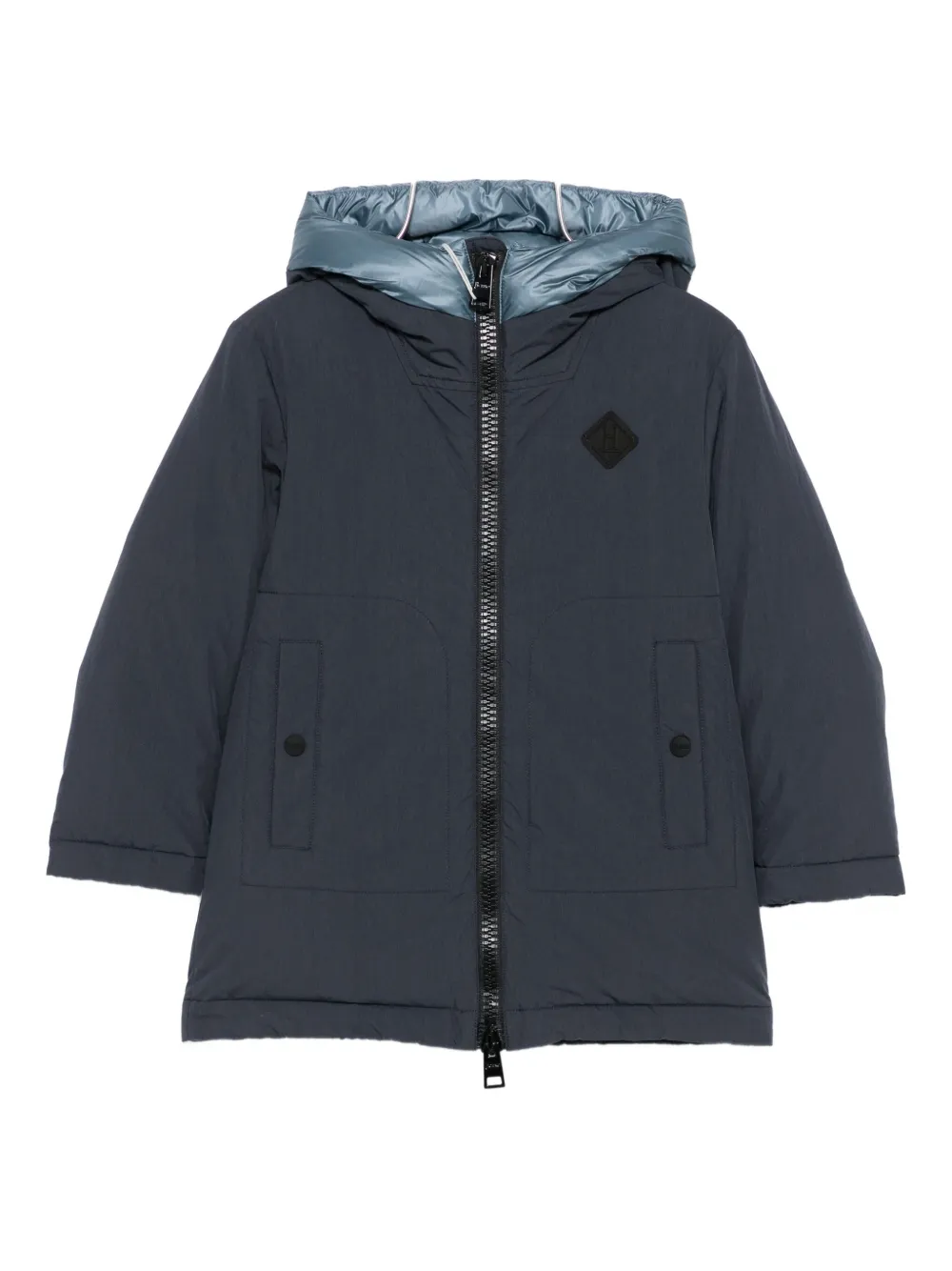 Herno Kids logo-patch coat - Blu