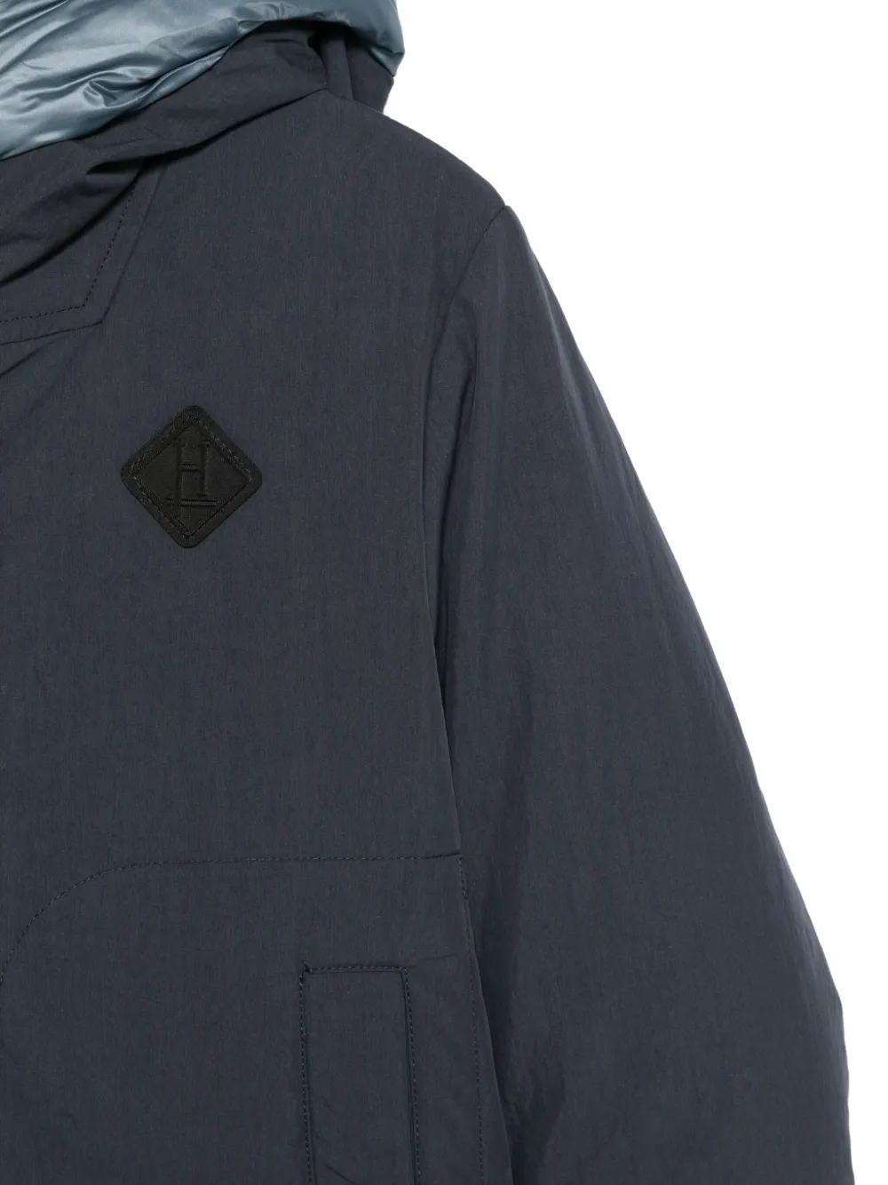 Herno Logo-patch Coat In Blue