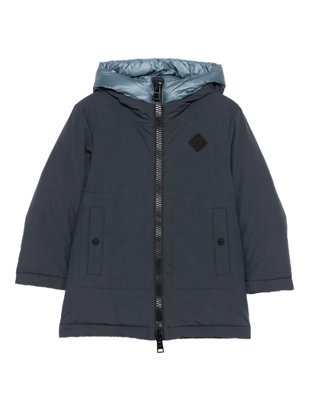 Herno Kids' Logo-patch Coat In Blue
