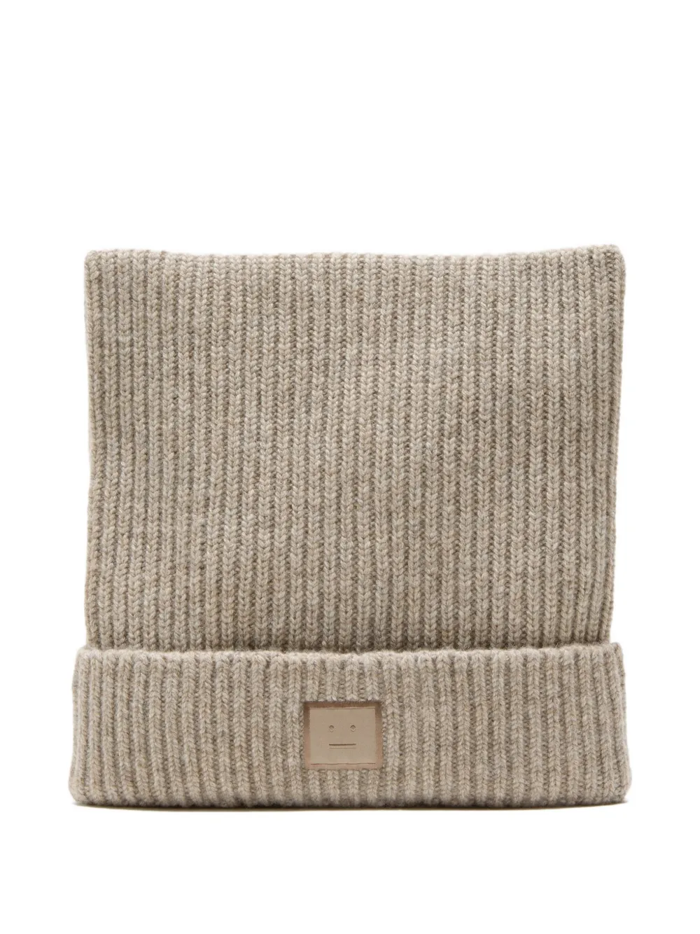 Acne Studios Ribbed Face-patch Beanie Hat In Neutral