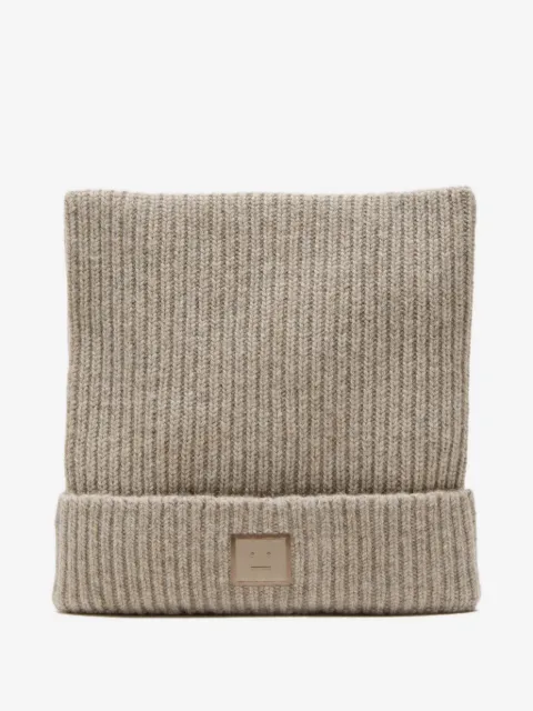 Acne Studios ribbed face-patch beanie hat