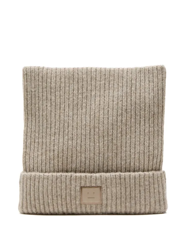 Acne Studios フェイスパッチ ビーニー | ニュートラル | FARFETCH JP