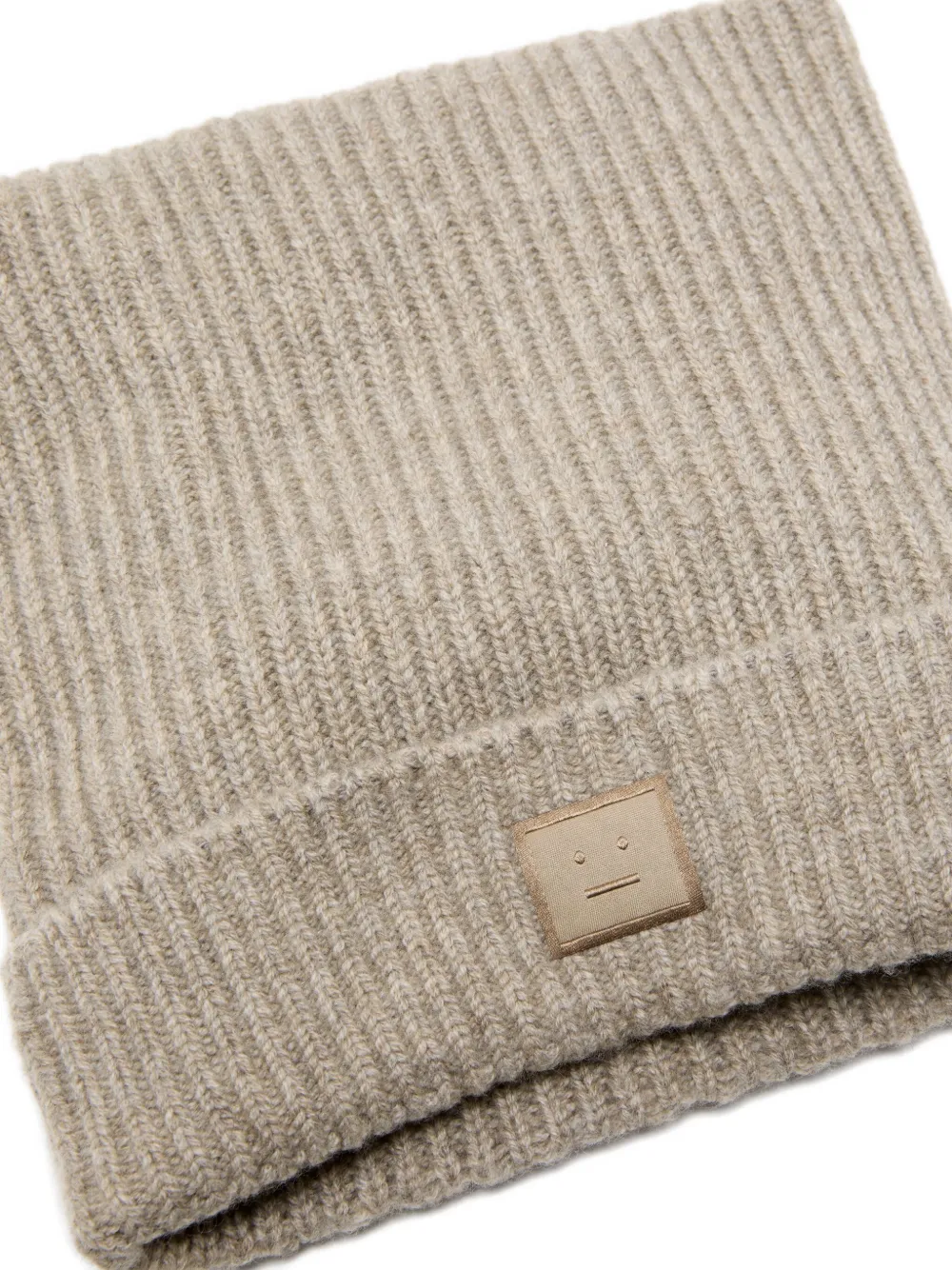 Acne Studios Ribbed Face-patch Beanie Hat In Neutral