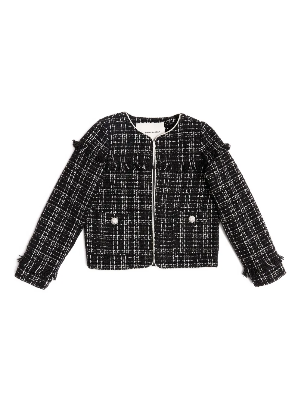 BCBG KIDS tweed frayed jacket - Nero