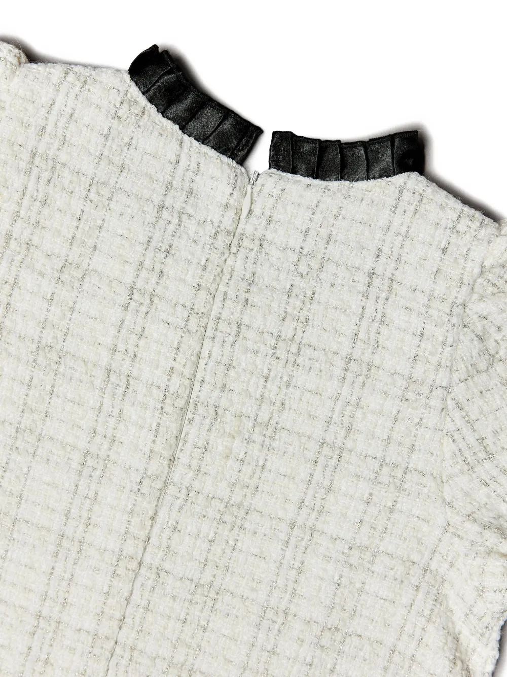 BCBG KIDS Tweed jurk met ruches en strik Wit