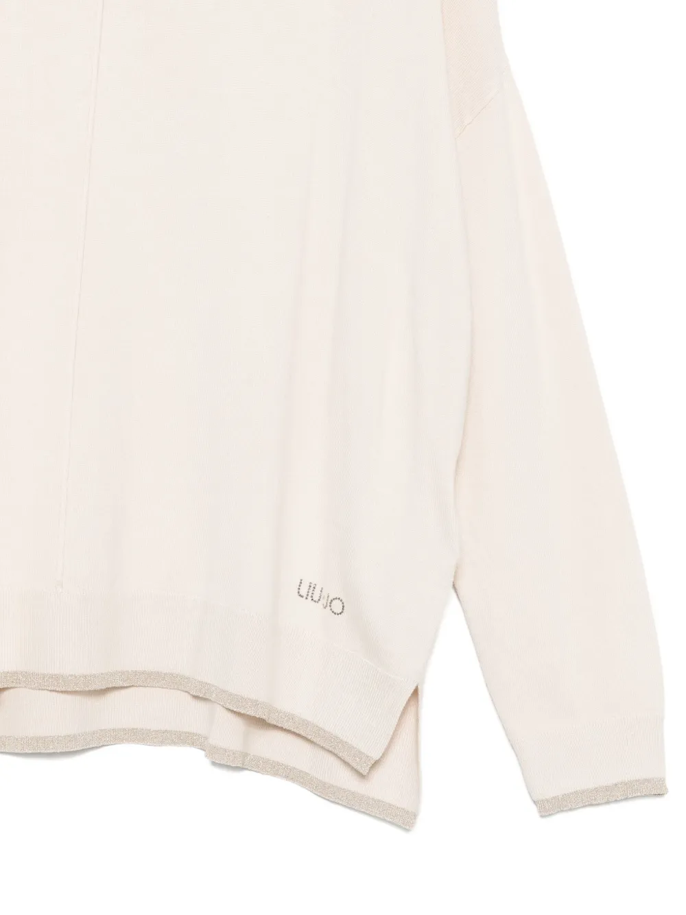 Liu •jo Metallic-trim Sweater In Neutral