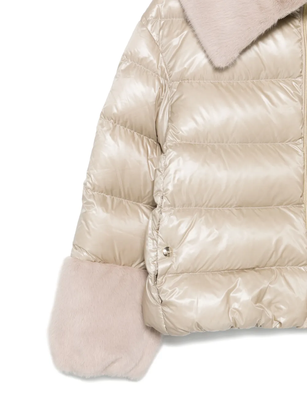 Herno Faux Fur-trimmed Jacket In Neutral