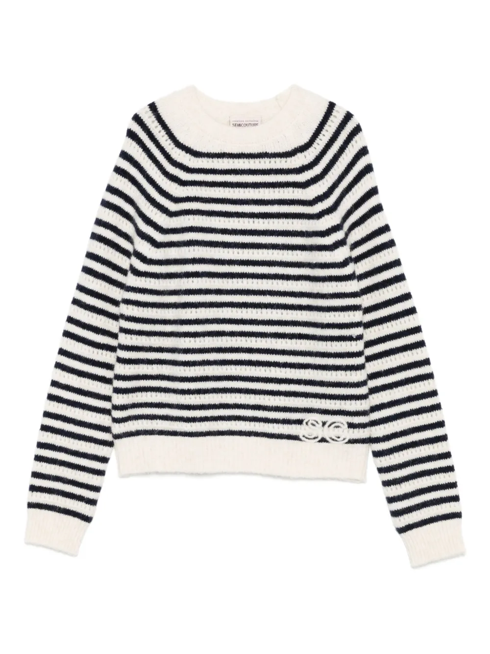 Semicouture striped embroidered sweater | White | Image 1