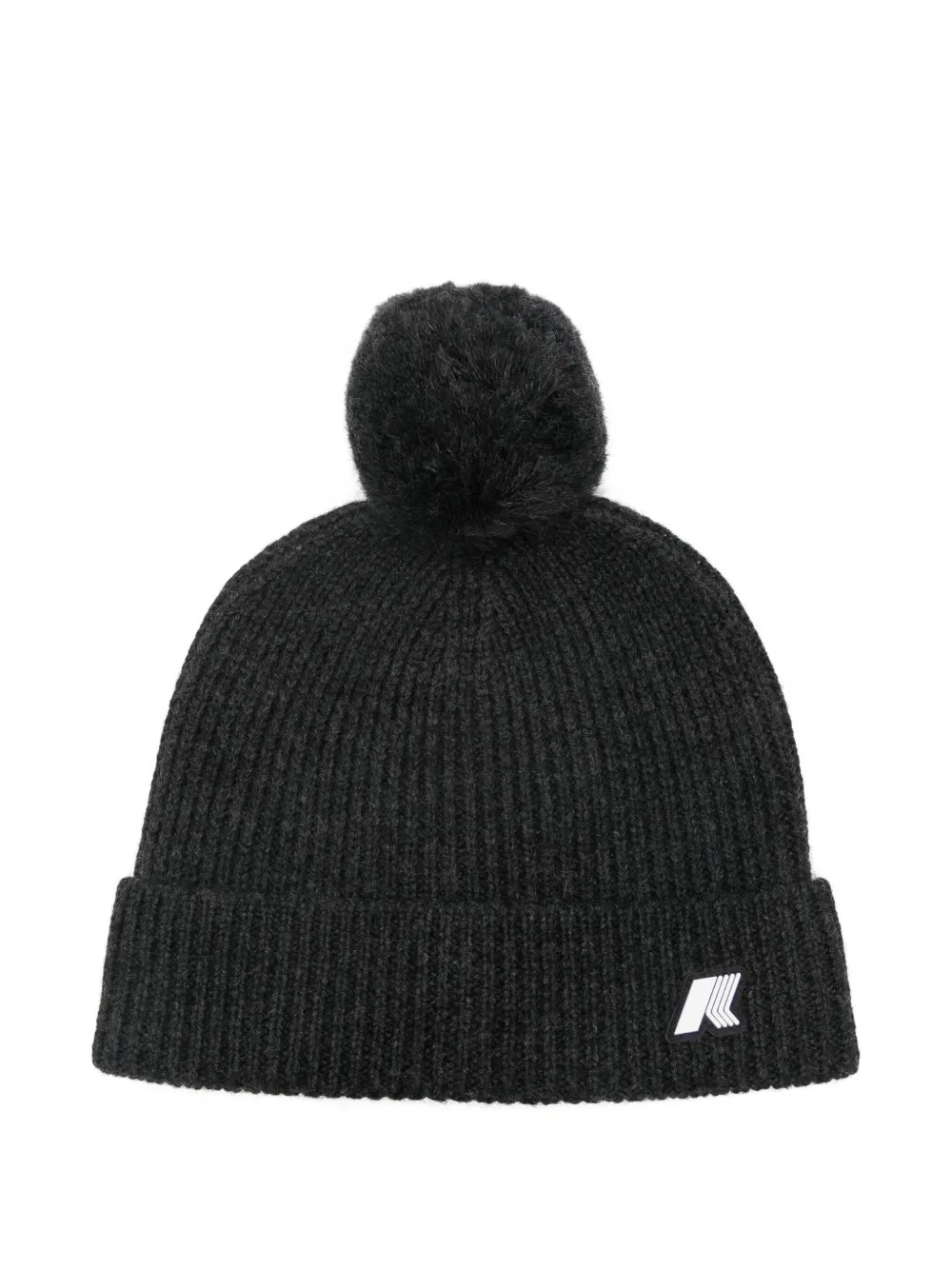 K Way Kids ribbed pom-pom beanie | Black | Image 1