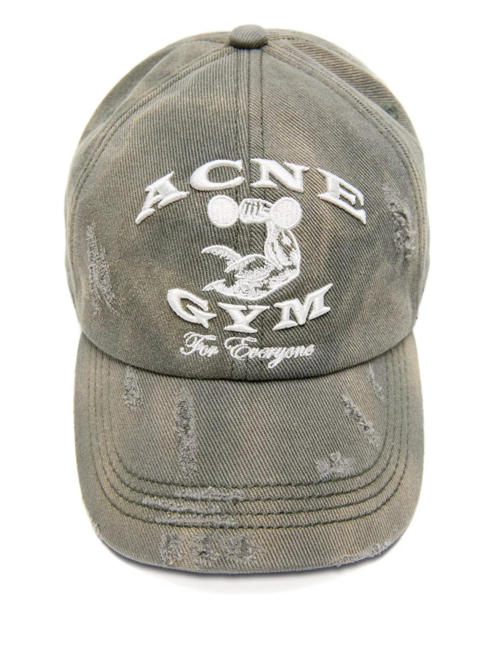 Acne Studios Distressed Logo Baseball Cap In Green