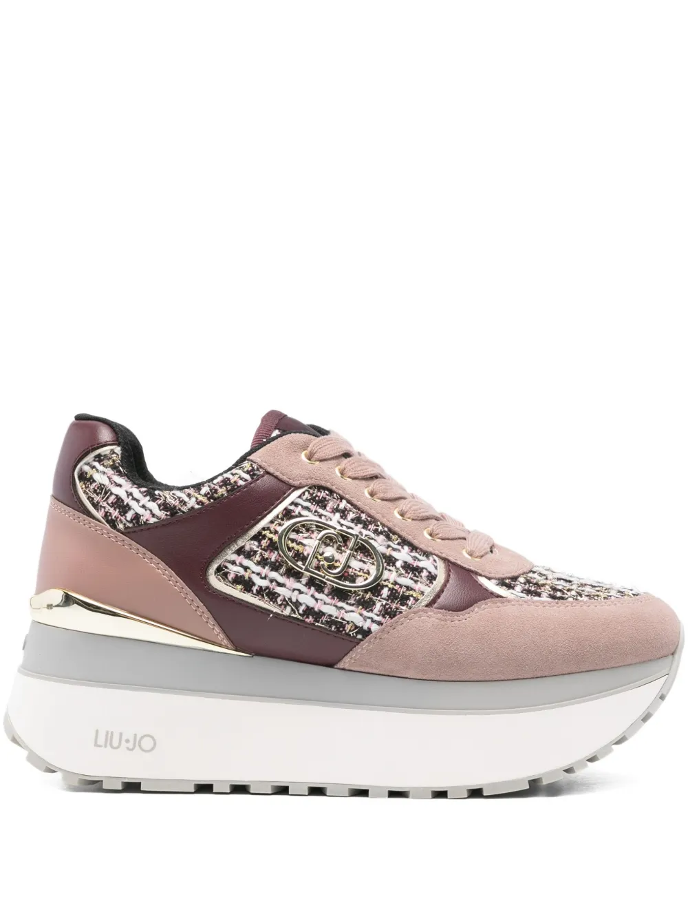 LIU JO tweed-panelled platform sneakers Pink