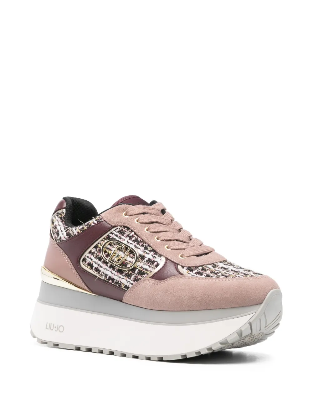 LIU JO Sneakers met plateauzool en tweed vlakken Roze