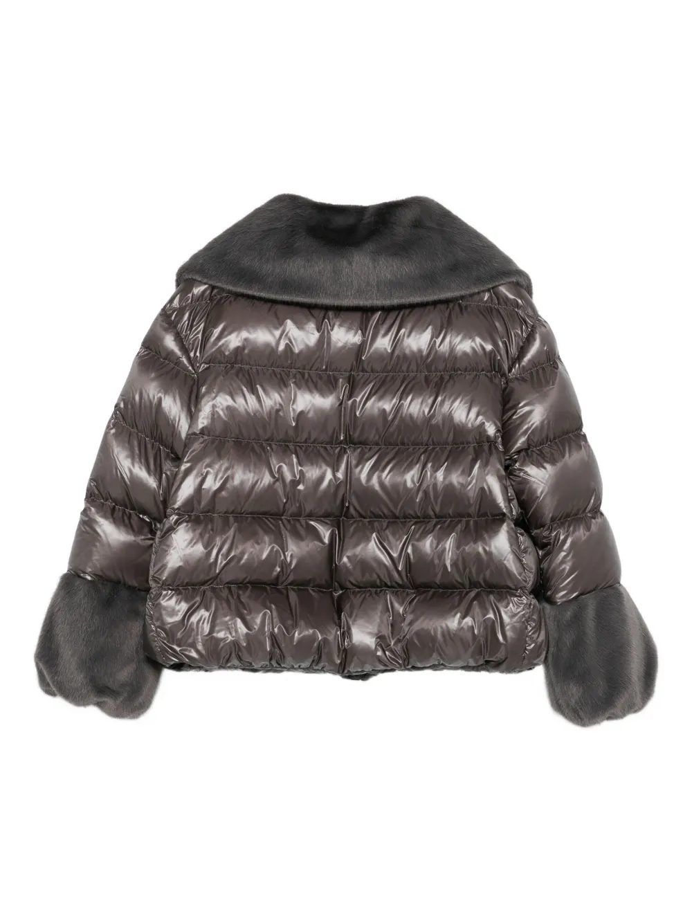 Herno Faux Fur-trimmed Jacket In Gray