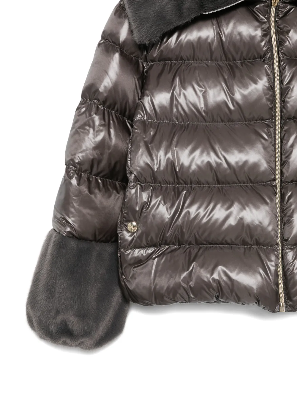Herno Faux Fur-trimmed Jacket In Gray