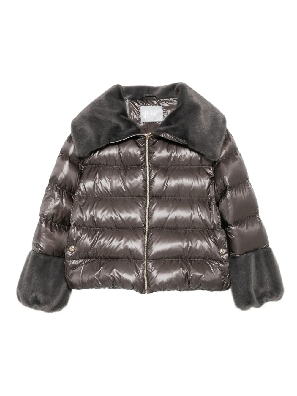 Herno Kids' Faux Fur-trimmed Jacket In Gray