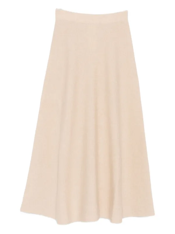 Max Mara Ribbed Flared Skirt in Neutrals