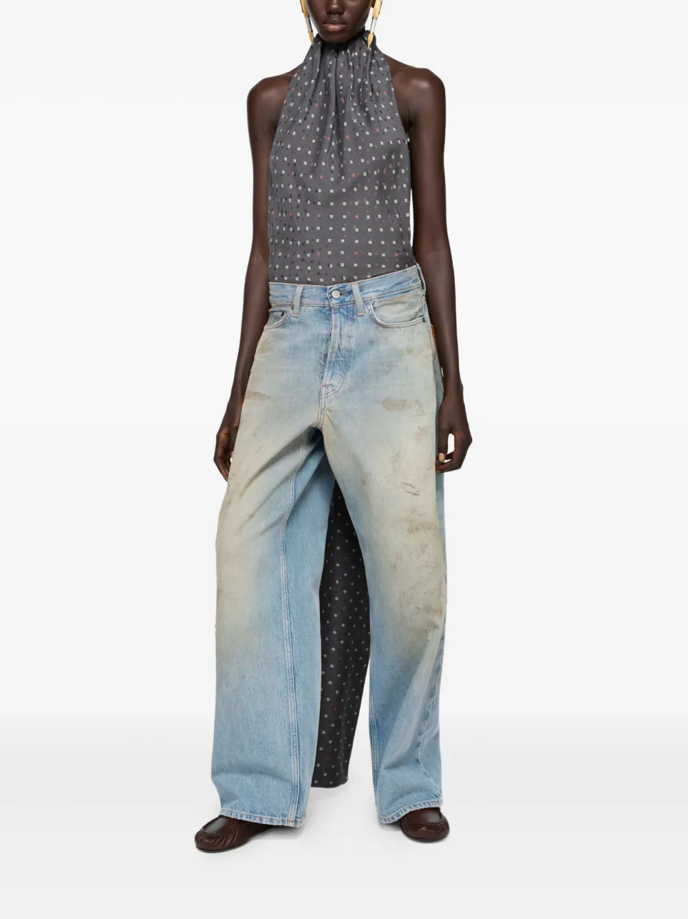 Acne Studios Jeans met leren patch - Blauw