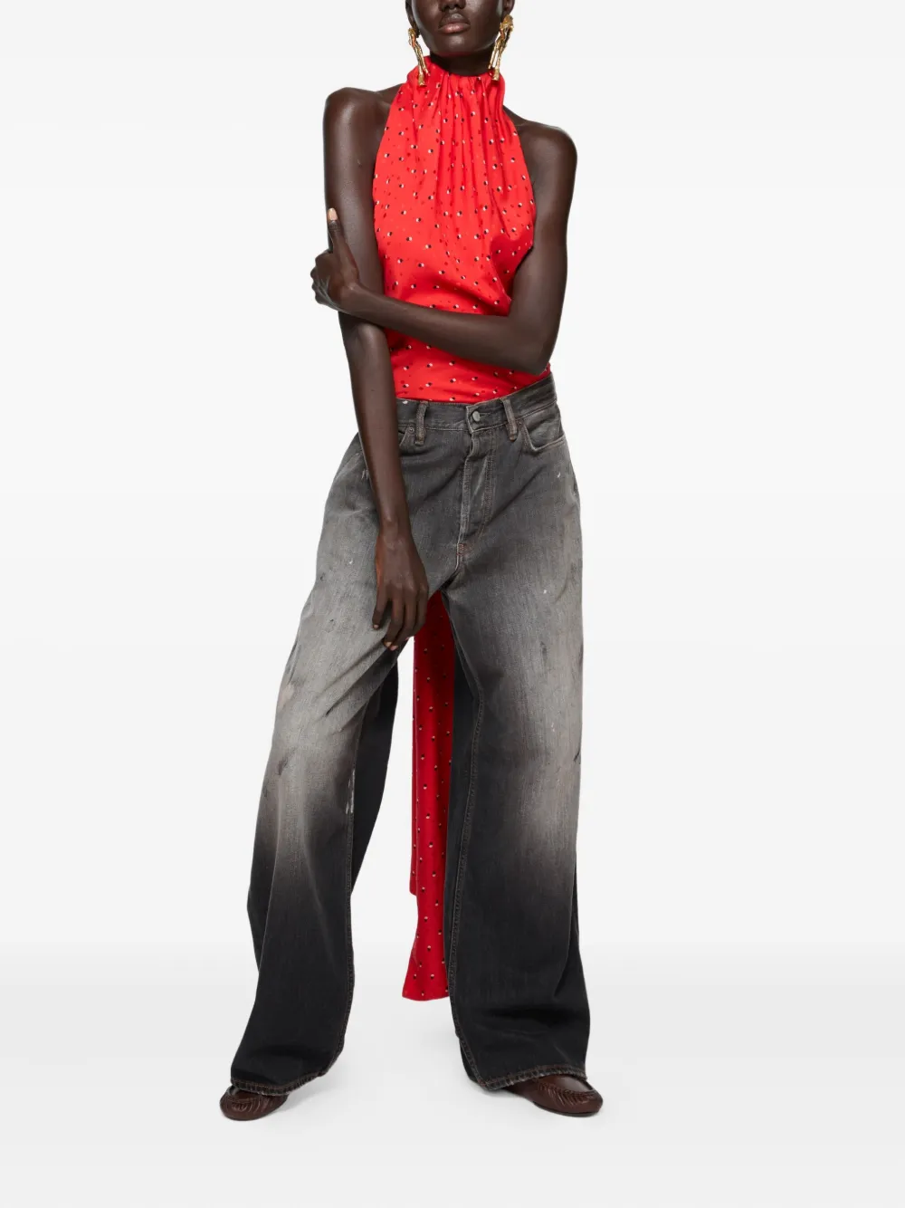 Acne Studios Jeans met verfspatten - Zwart